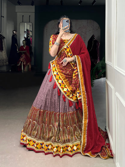 Elegant and Traditional Tasar Silk Lehenga Choli Perfect for Navratri Celebrations