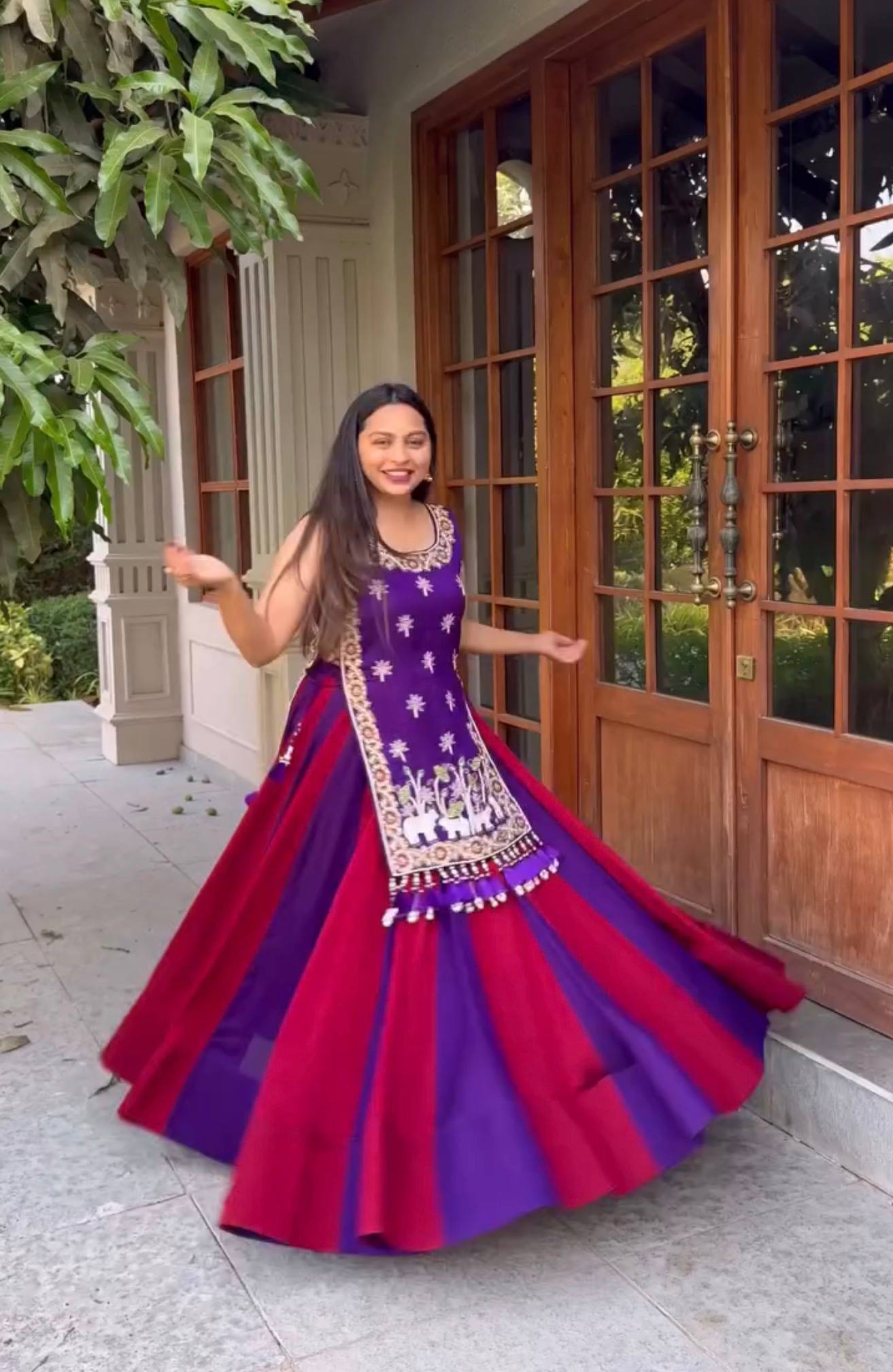 RangBhoomi Festive Vichitra Silk Lehenga Choli Set with Heavy Thread & Sequin Work