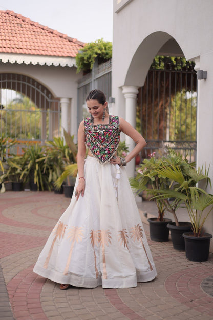 RangBhoomi Navratri Lehenga Choli Collection 2026 — Roman Fabric with Kutchi Embroidery