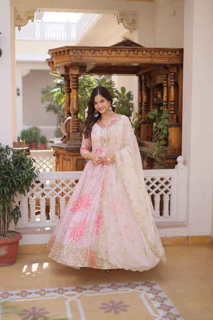 Elegant Premium Ready-to-Wear Gown with Matching Dupatta Set
