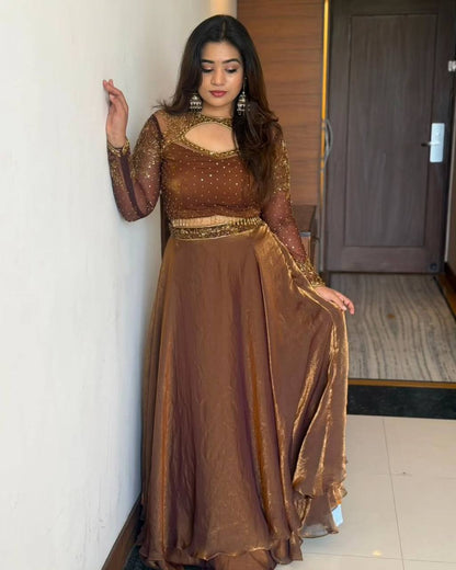 Soft Space Silk Sequined Embroidered Lehenga Choli – Elegant Traditional Festival Wear