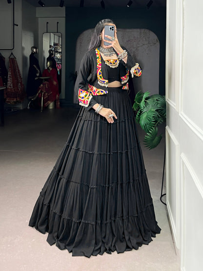 RangBhoomi Navratri Rajudi Lehenga Set with Gamthi & Mirror Detailing