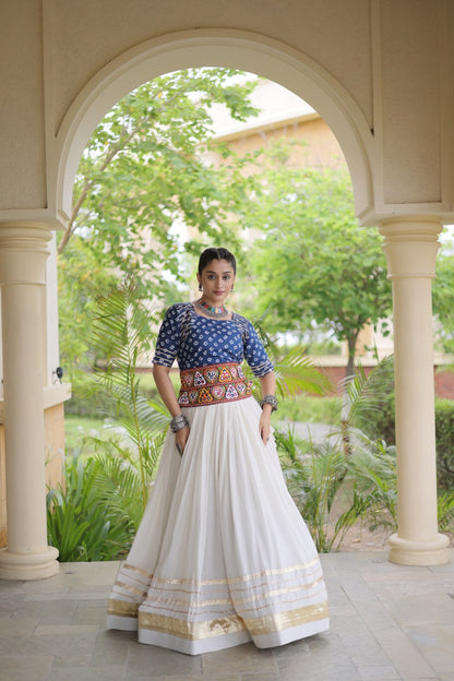 RangBhoomi Navratri Festive Lehenga Set - Cora Cotton & Bandhej Embroidered Blouse