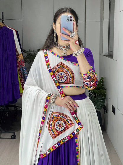 Ethnic Women’s Pure Rayon Cotton Lehenga Set with Traditional Gamthi and Mirror Work – Navratri Festival Collection 2025