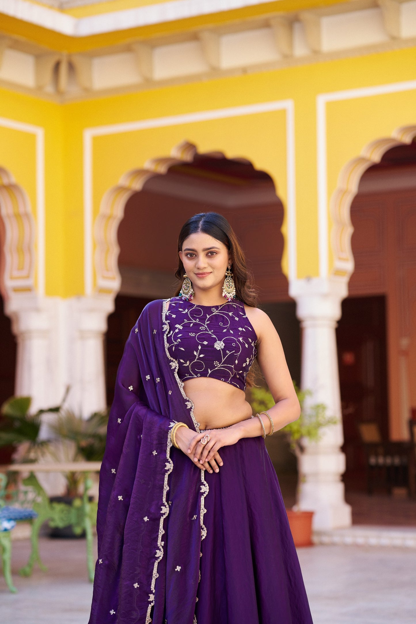 Elegant Timeless Festive Lehenga Set with Sequins and Thread Embroidery