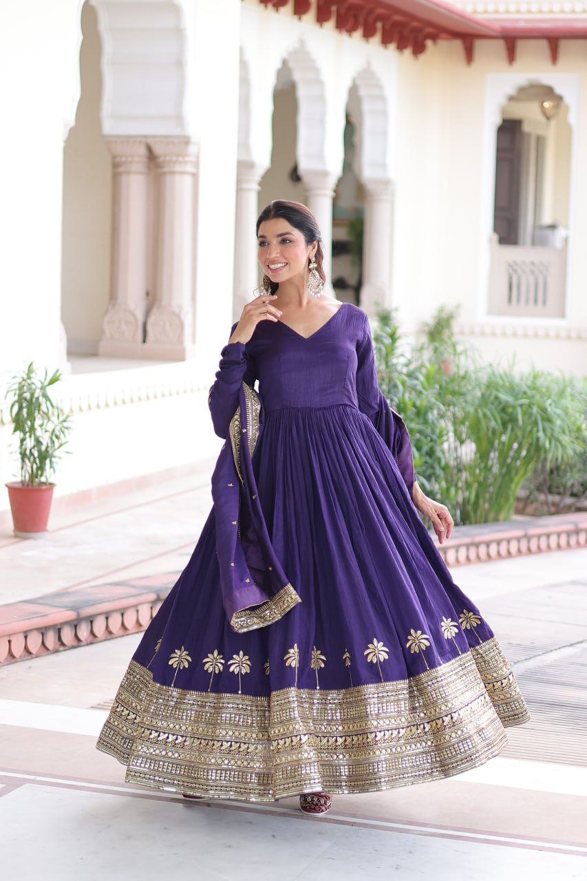 RangBhoomi Elegant Vichitra Silk Gown with Sequined Dupatta Collection 2026