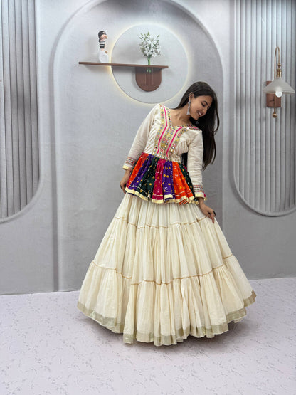 RangBhoomi Navratri Special Lehengacholi – Pure Cotton Kediyu & 9m Flair Lehenga, Fully Stitched