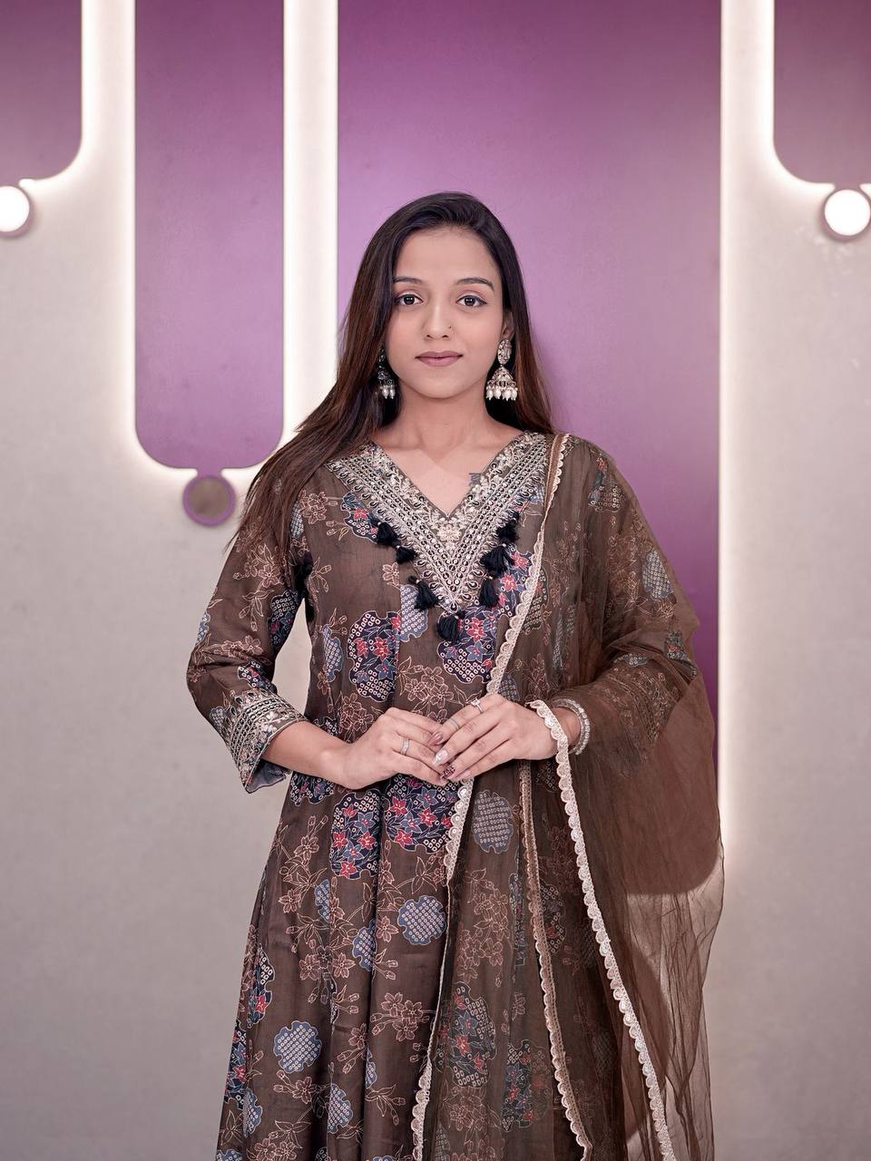 Elegant Anarkali Salwar Suit with Digital Print & Dupatta