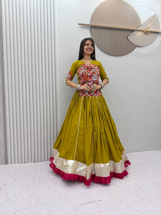 RangBhoomi Navratri Cotton Lehengacholi Set — Kediyu & 6m Flair Lehenga