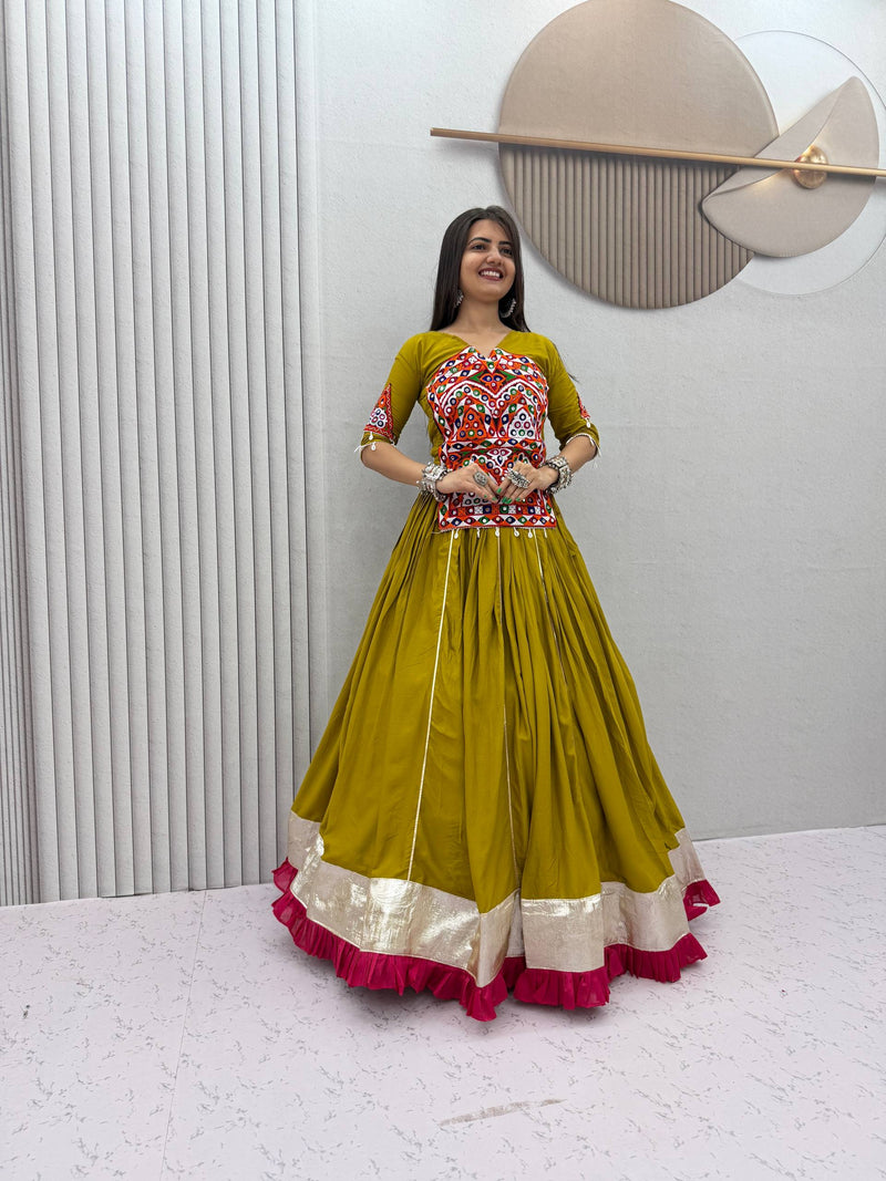 RangBhoomi Navratri Cotton Lehengacholi Set — Kediyu & 6m Flair Lehenga