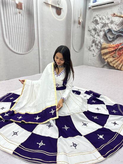 RangBhoomi Navratri Special Pure Cotton Lehenga Choli with Heavy Mirror & Gotapatti Work (Full-Stitched, 6m Flair)