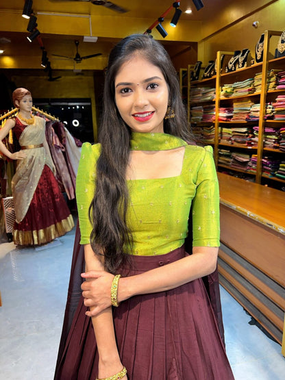 RangBhoomi Premium 5000 Series Elegant Natural Crepe Silk Ethnic Ensemble with Beaded and Threadwork Detailing