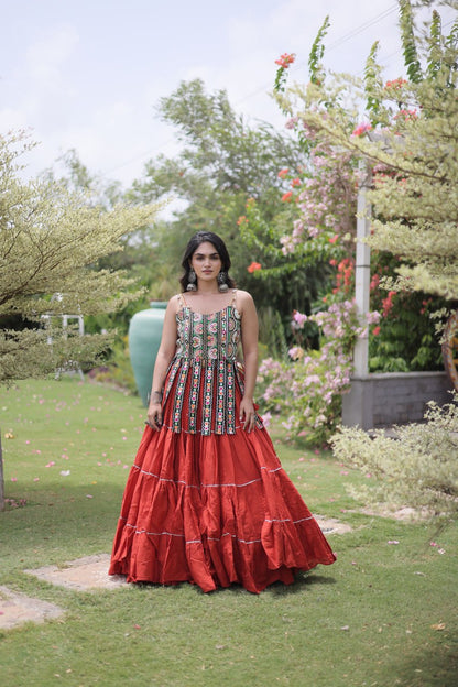 RangBhoomi Navratri Kora Cotton Lehenga Set — Full-Stitched Festive Ensemble