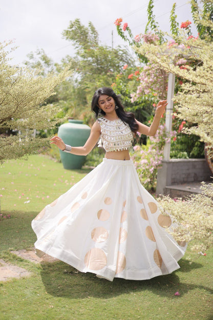 RangBhoomi Navratri Roman-Silk Lehenga Choli Set — Full-Stitched Festive Ensemble