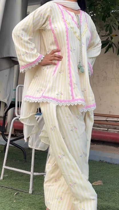 RangBhoomi Heavy Pure Natural Crepe Farshi Set with Nazmin Dupatta - Fully Fancy Sleeves