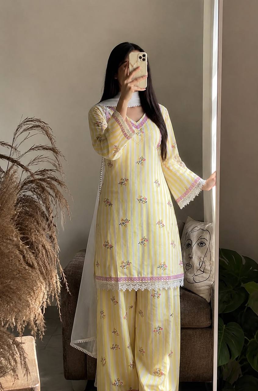 RangBhoomi Heavy Pure Natural Crepe Farshi Set with Nazmin Dupatta - Fully Fancy Sleeves