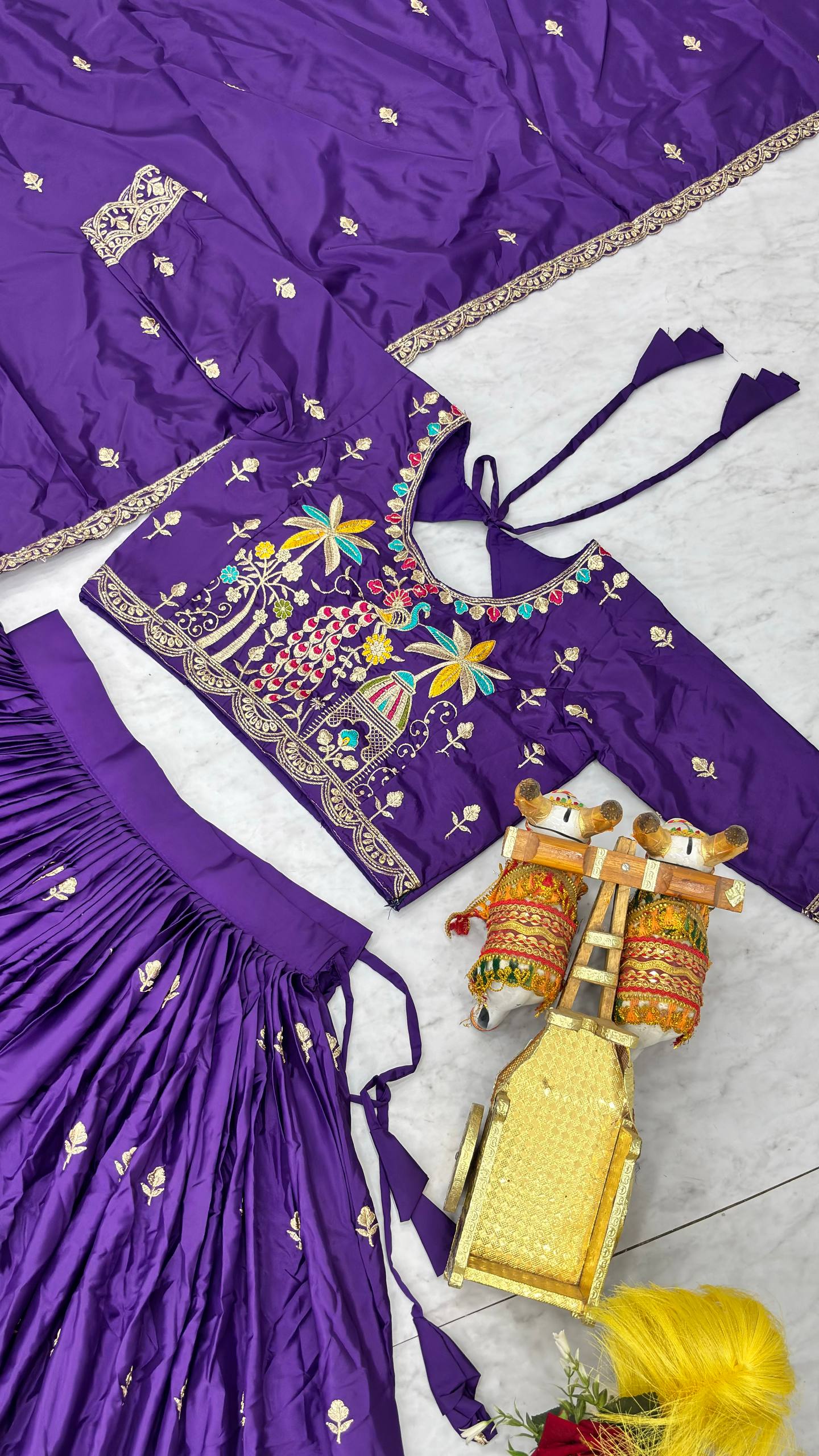 RangBhoomi Exquisite Wedding Lehenga Choli Set with Elegant Embroidery and Premium Crepe Silk