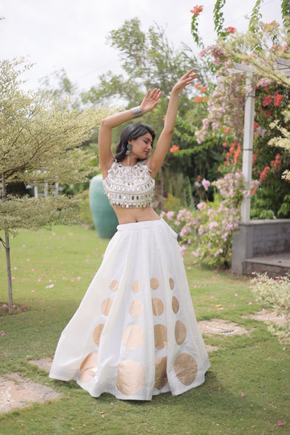 RangBhoomi Navratri Roman-Silk Lehenga Choli Set — Full-Stitched Festive Ensemble
