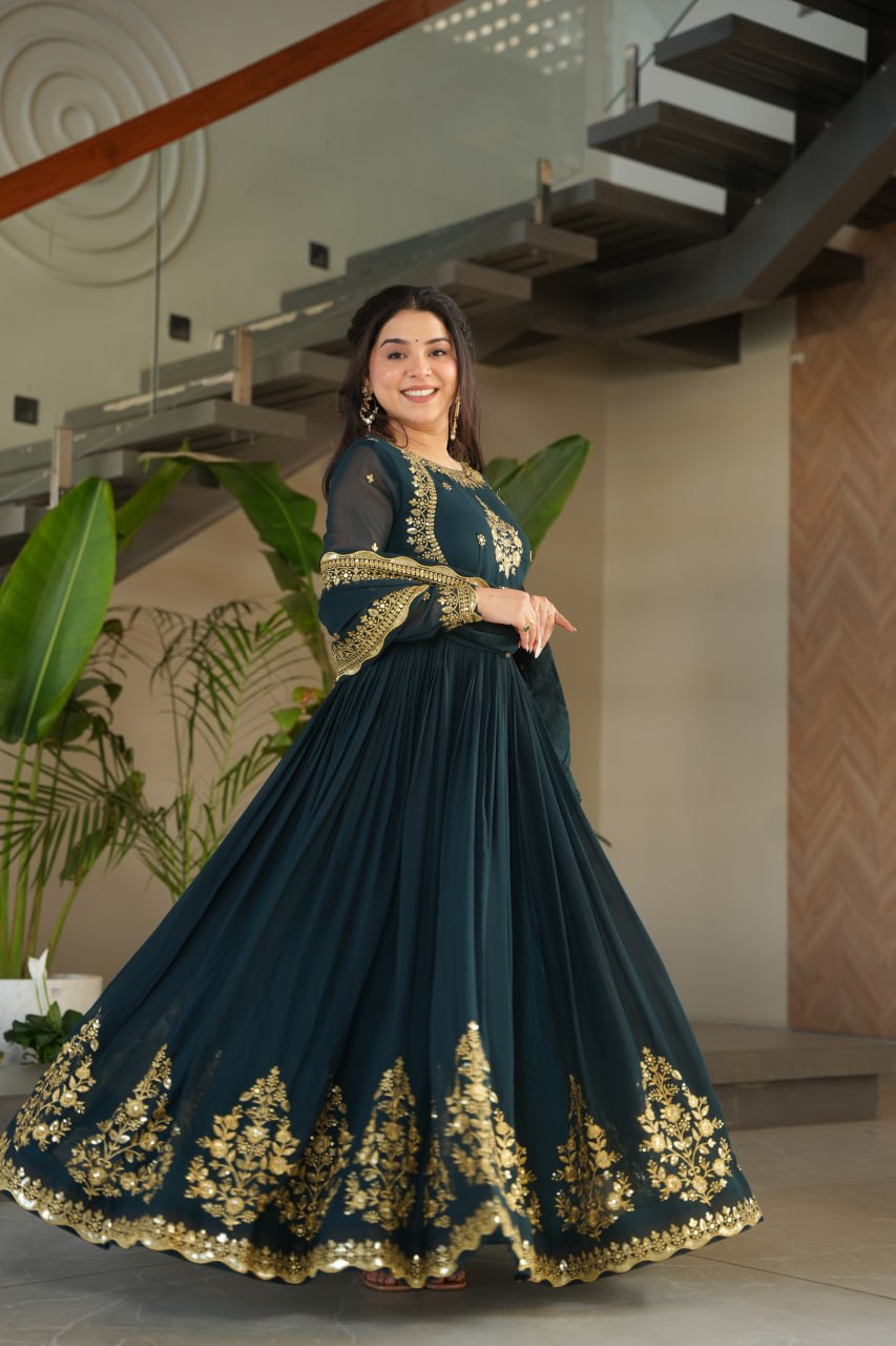 Exquisite Designer Gown with Dupatta – Limited Edition 2025