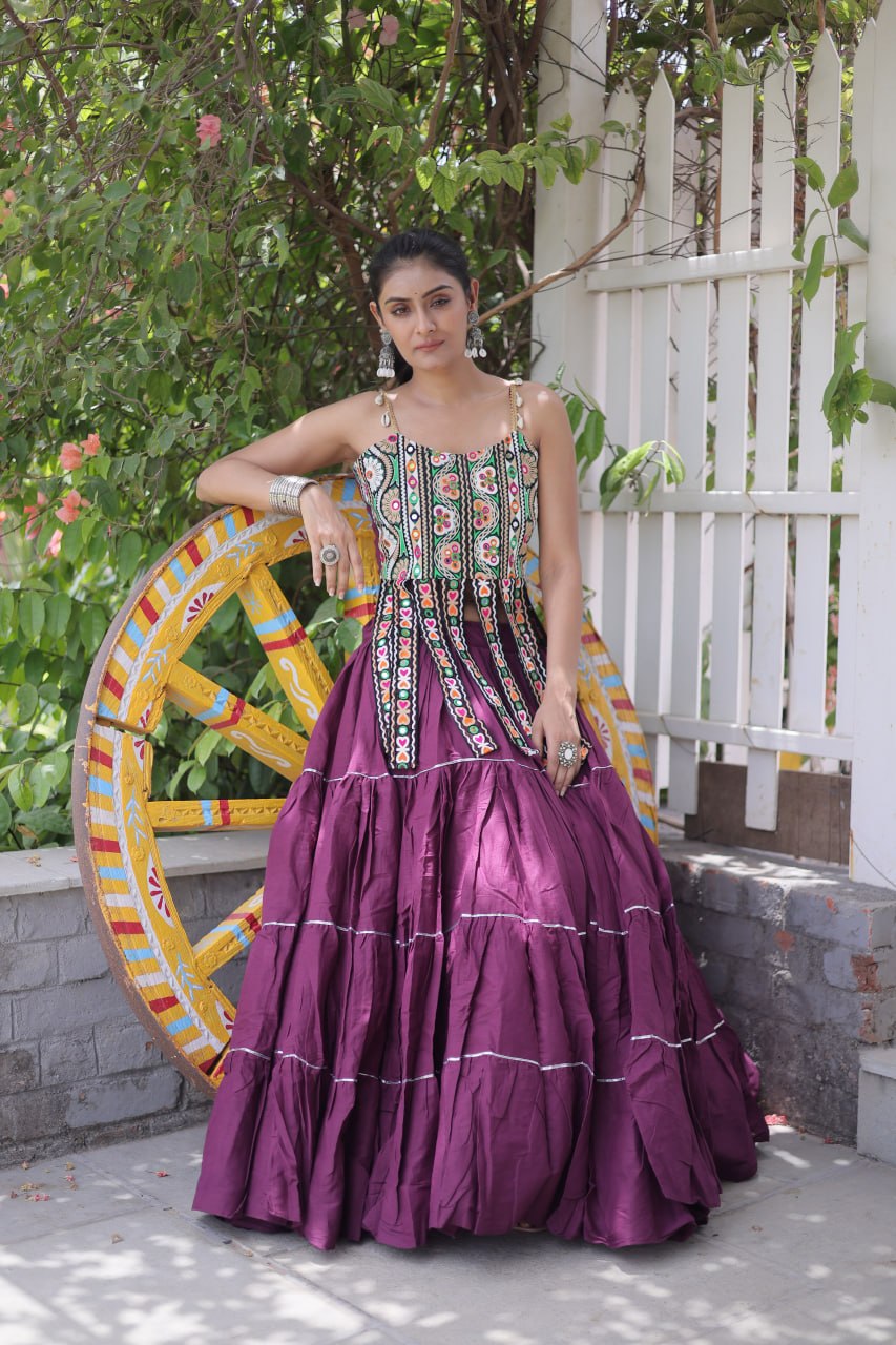RangBhoomi Navratri Kora Cotton Lehenga Set — Full-Stitched Festive Ensemble