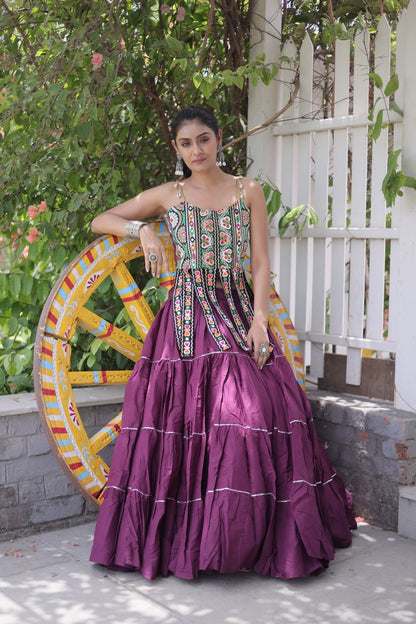 RangBhoomi Navratri Kora Cotton Lehenga Set — Full-Stitched Festive Ensemble