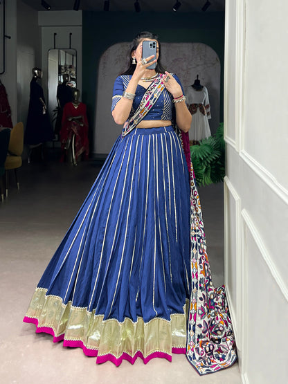 Chanderi Garba Choli with Zari-Embellished Tasar Silk Dupatta for an Elegant Festive Appearance