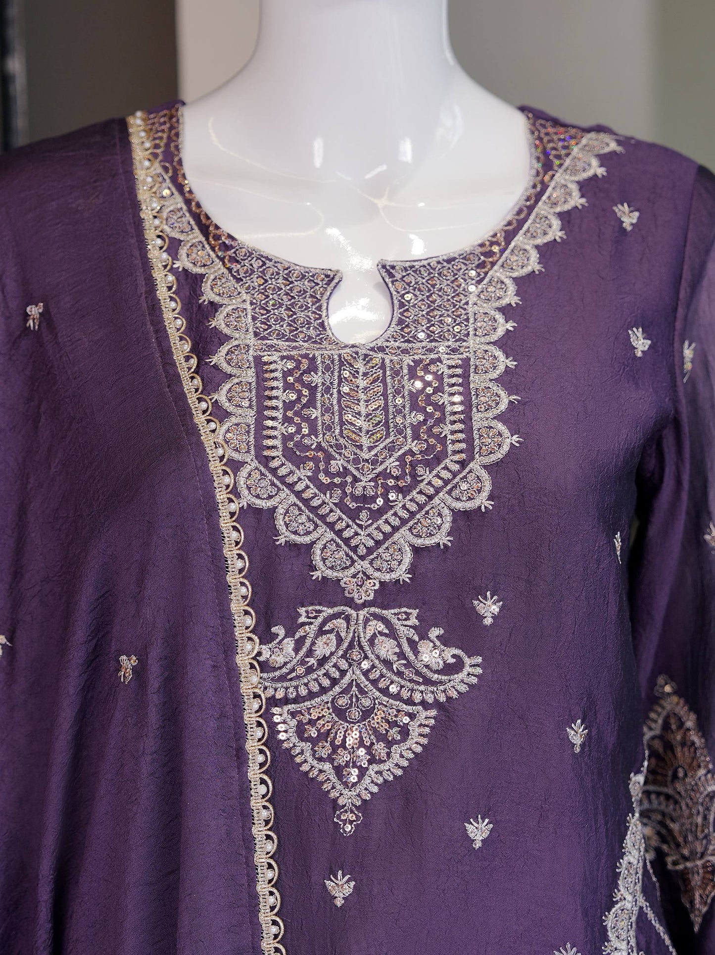 RangBhoomi Designer Wear Festival Exclusive Collection – Premium Embroidered Rangoli Crush Fabric Set with Palazzo and Lace Dupatta
