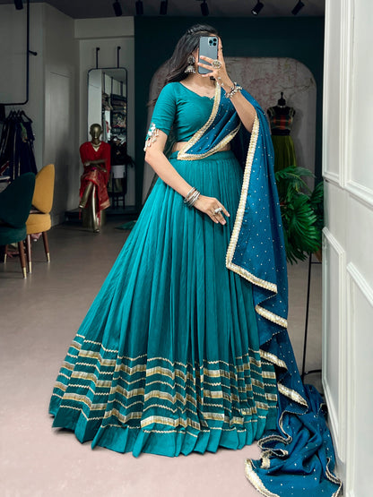 RangBhoomi Chanderi Mirror & Pearl Lehenga with Zari Butti Dupatta - Navratri Collection 2026