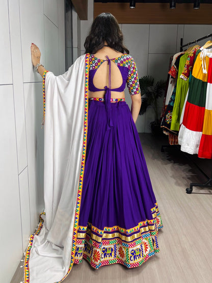 RangBhoomi Traditional Gamthi Mirror Work Lehenga Choli – 6m Grand Flair with White Dupatta