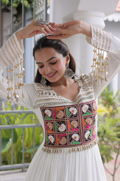 RangBhoomi Navratri Gown Collection 2026 — White, Maroon & Black Festive Gown
