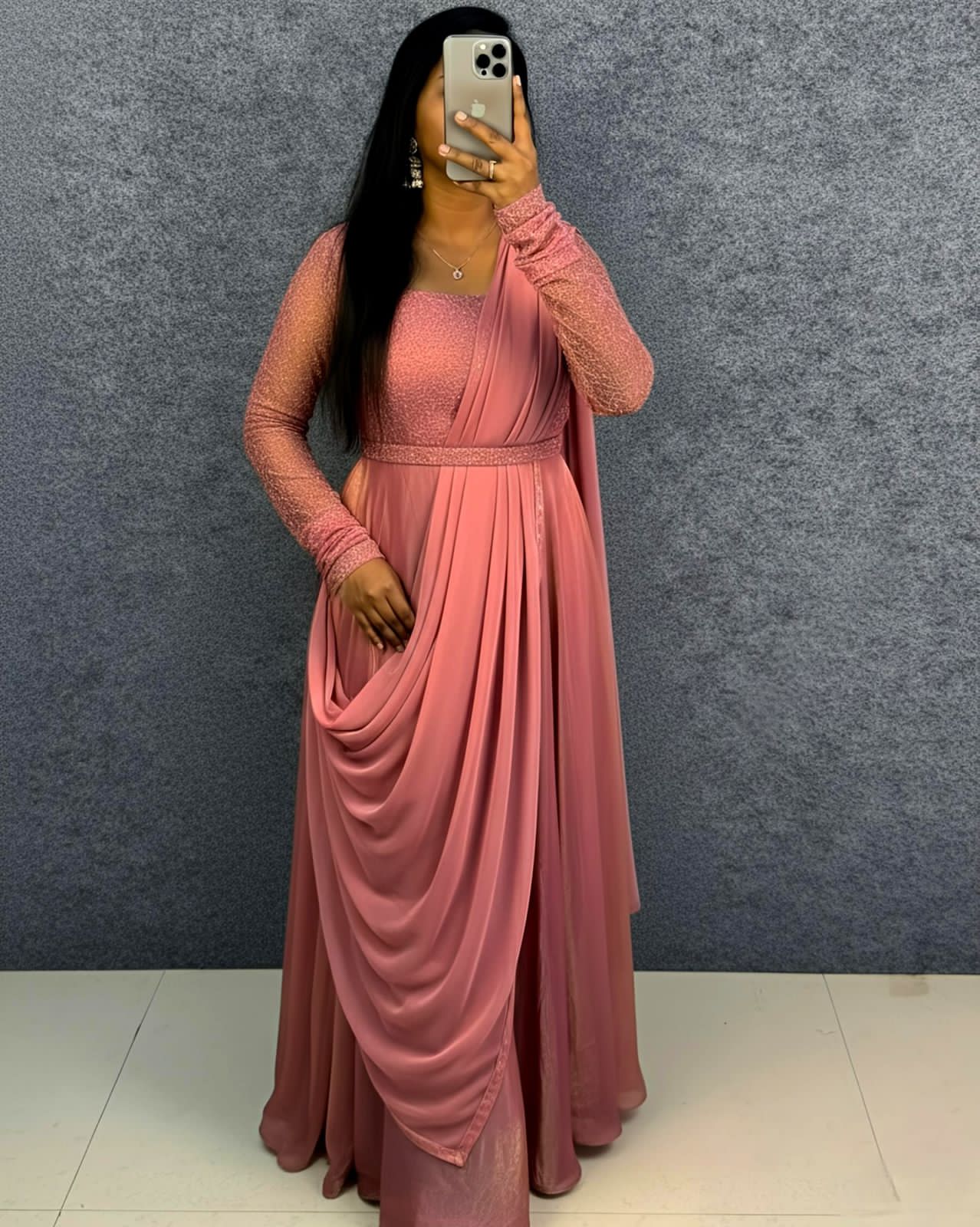 Exclusive Party Wear Draping Style Gown Outfit
