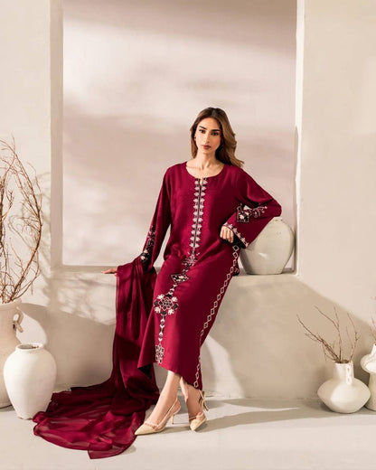 RangBhoomi Festival Special 3-Piece Chanderi Silk Set with Chinon Dupatta - Embroidered Elegance