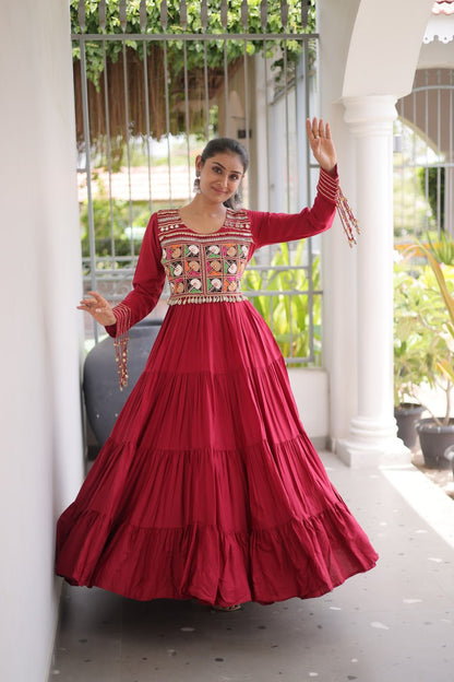RangBhoomi Navratri Gown Collection 2026 — White, Maroon & Black Festive Gown