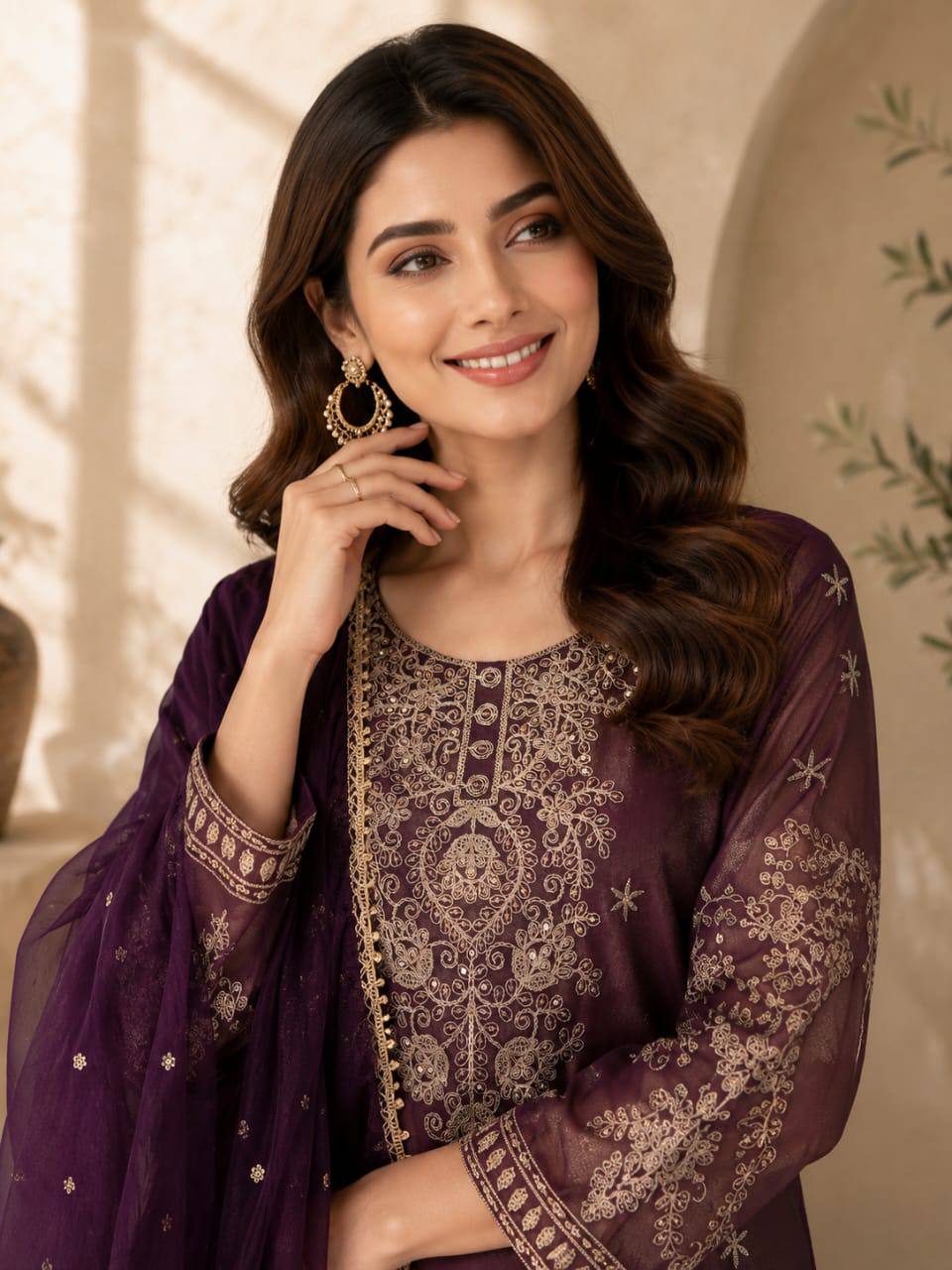 RangBhoomi Designer Festival Special Collection - Elegant Embroidered Cosmos Fabric Set