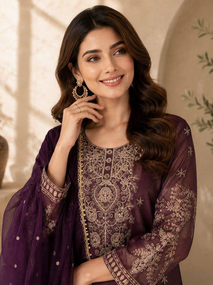 RangBhoomi Designer Festival Special Collection - Elegant Embroidered Cosmos Fabric Set