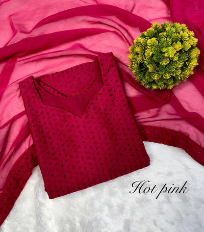 Premium Hakoba Cotton Kurti with Dupatta – 6 Vibrant Colors