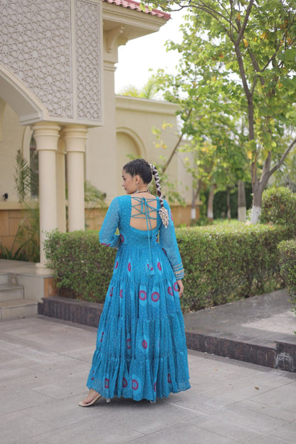 RangBhoomi Bandhani & Kutchi Patchwork Faux Georgette Gown — Navratri Collection 2026