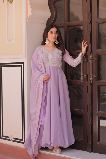 Premium Ready-to-Wear Georgette Gown and Dupatta Set with Luxurious Embroidery