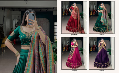 Elegant Vichitra Silk Lehenga Choli Set with Sequins and Thread Embroidery