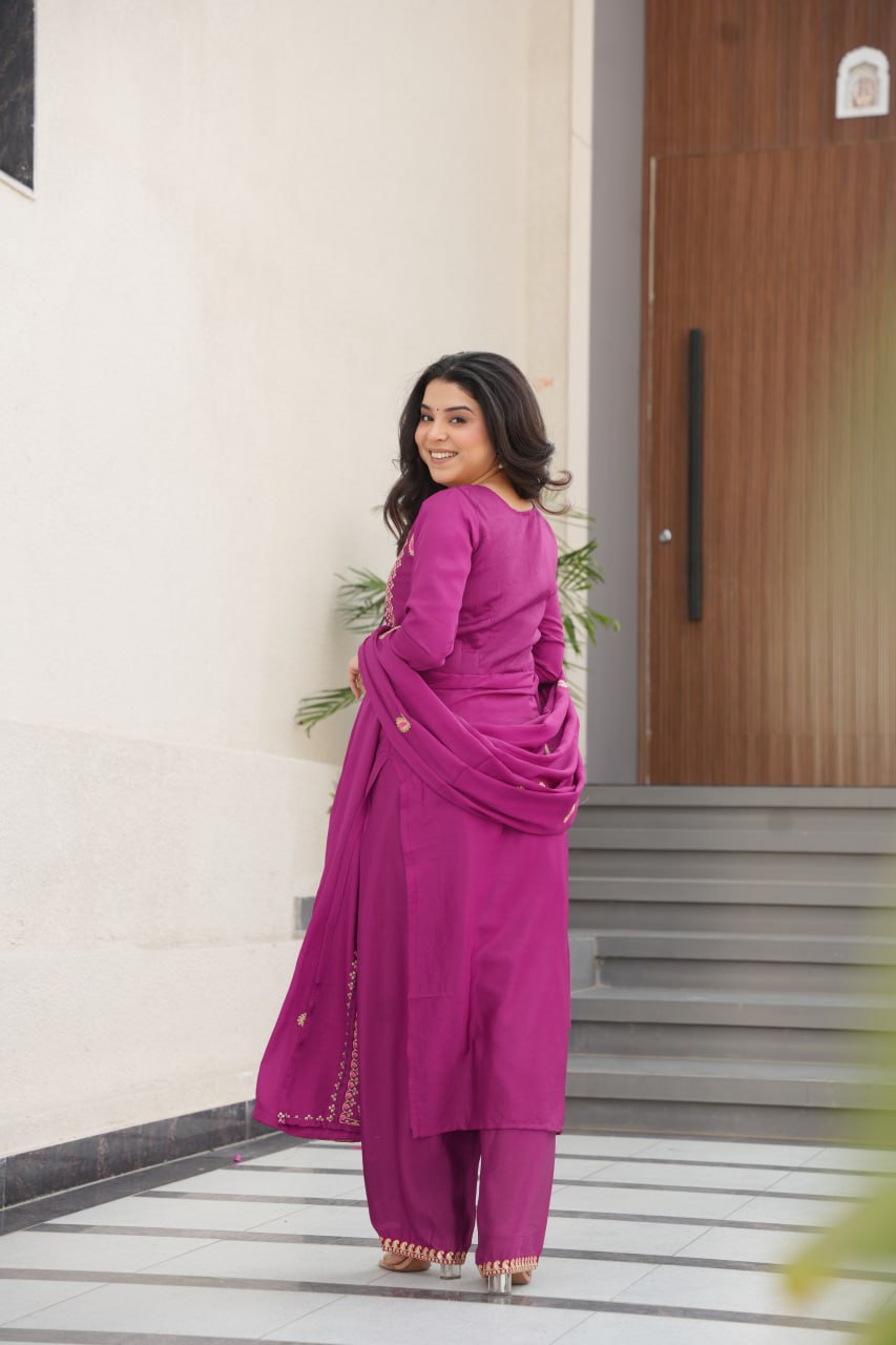 RangBhoomi Elegant Ready-to-Wear Top, Pant, and Dupatta Set with Intricate Multi-Thread Embroidery 2026 Collection