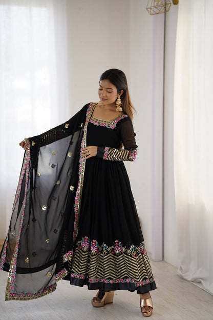 RangBhoomi Heavy Designer Party Gown with Embroidered Dupatta