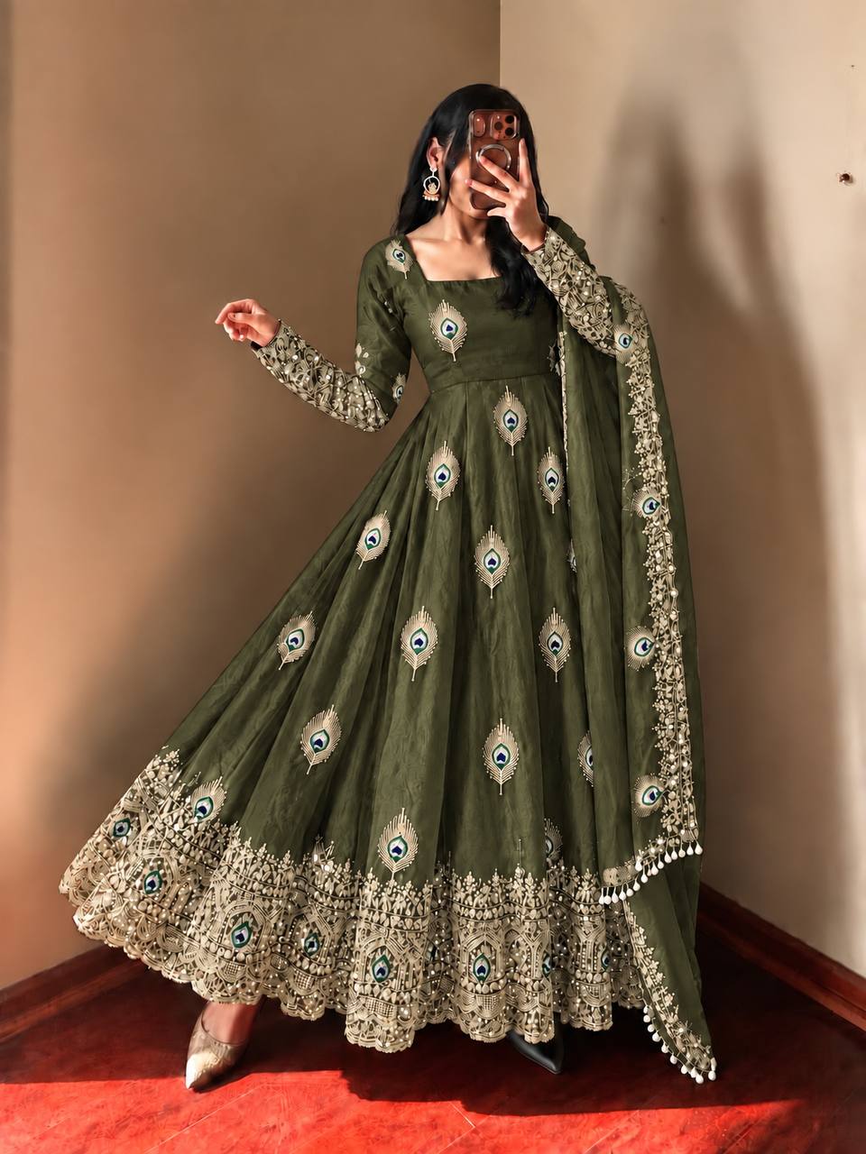 RangBhoomi Fendy Silk Gown with Fully Flair