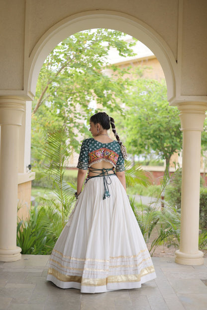 RangBhoomi Navratri Festive Lehenga Set - Cora Cotton & Bandhej Embroidered Blouse