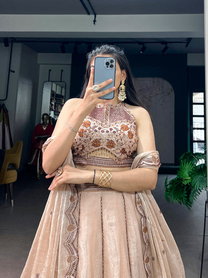 RangBhoomi Elegant Lehenga Ensemble with Intricate Sequins and Thread Embroidery