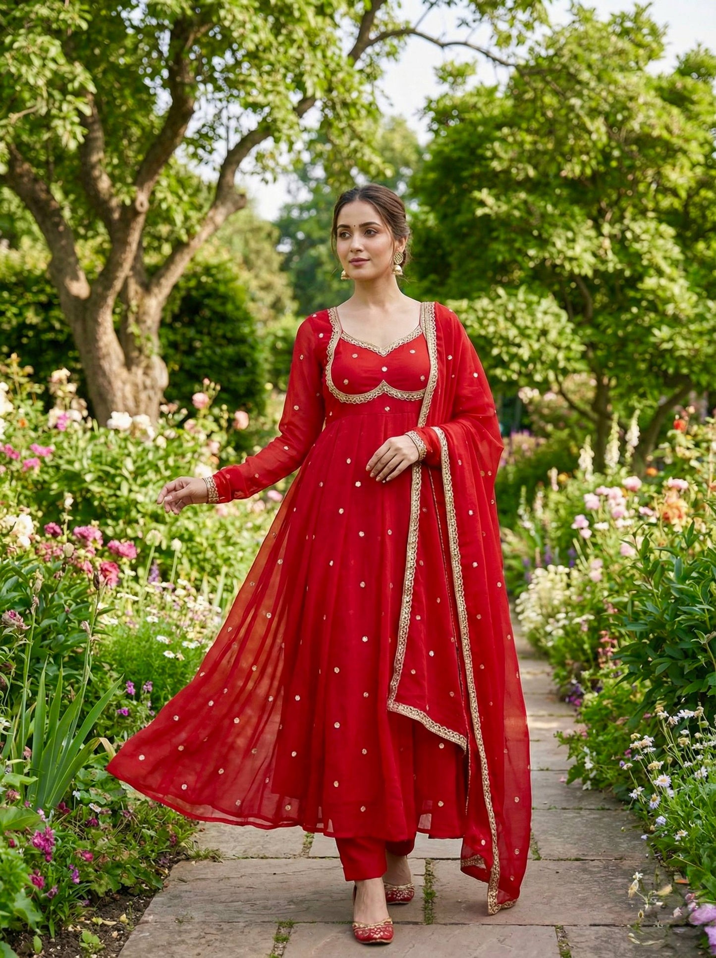 Elegant Party Wear Fendi Satin Gown Set with Dupatta and Pants Featuring 3MM Rembo Sequin and Zari Embroidery