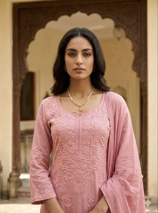 Exclusive and Comfortable Kurta, Palazzo, and Dupatta Set with Elegant Embroidery for Everyday Wear