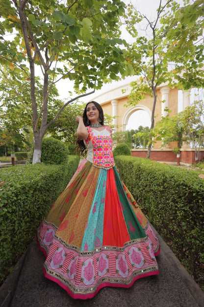 RangBhoomi Cotton Mirror-Lace Lehenga Set — Full-Stitched Festive Navratri Outfit