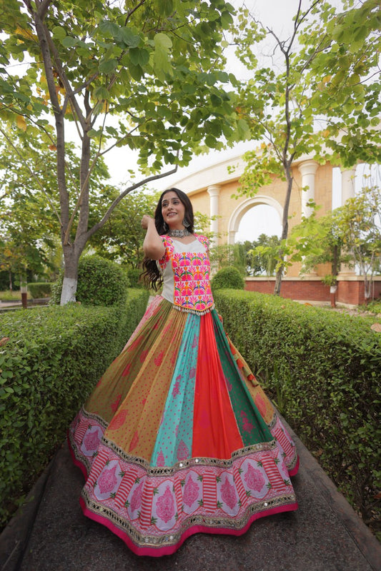 RangBhoomi Cotton Mirror-Lace Lehenga Set — Full-Stitched Festive Navratri Outfit