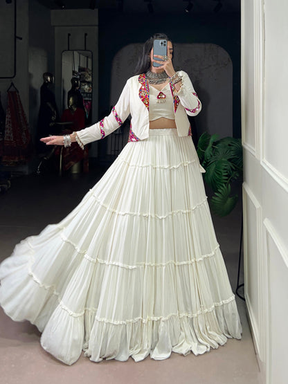 RangBhoomi Navratri Rajudi Lehenga Set with Gamthi & Mirror Detailing