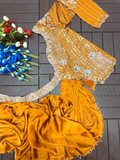 Elegant Embroidered Lehenga Choli Set with Sequins – Fully Stitched Rangoli Fabric Ensemble